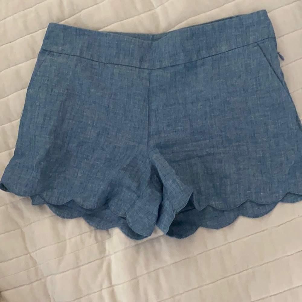 Loft scalloped chambray shorts.